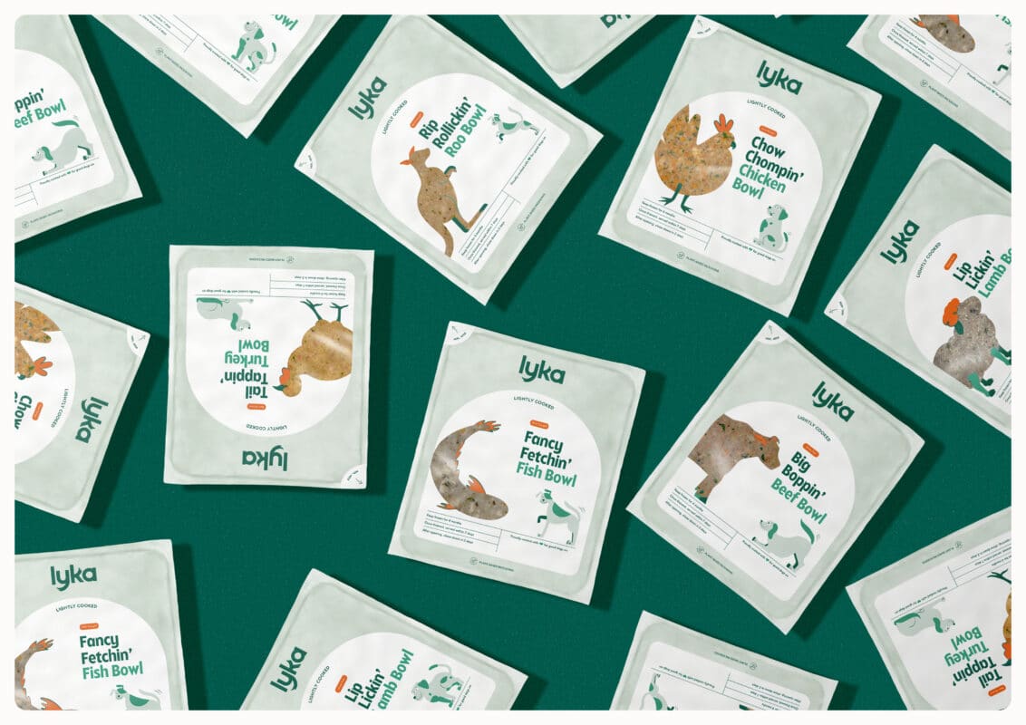 Lyka fresh dog food range. Chicken, Beef, Fish, Kangaroo, Lamb, Turkey, and vegatables of course!