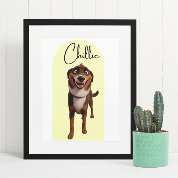 Custom Cartoon Arch Style Dog Framed Portrait - Image 2