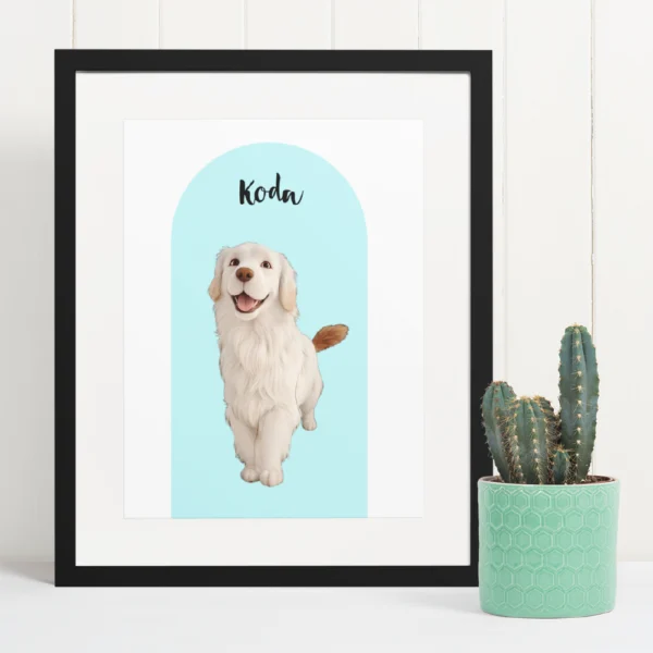 Custom Cartoon Arch Style Dog Framed Portrait - Image 3