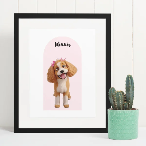 Custom Cartoon Arch Style Dog Framed Portrait - Image 5