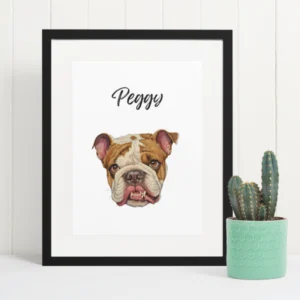 Custom Aquarelle Dog Framed Portrait