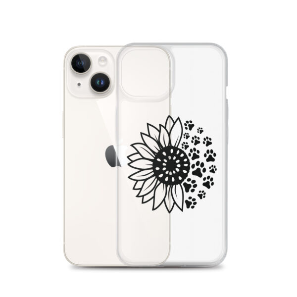 Clear iPhone Case - Sunflower and Paw Print - Image 8