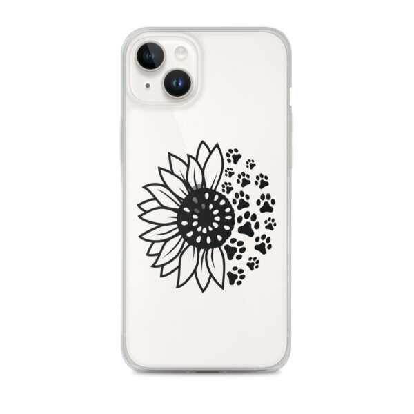 Clear iPhone Case - Sunflower and Paw Print - Image 2