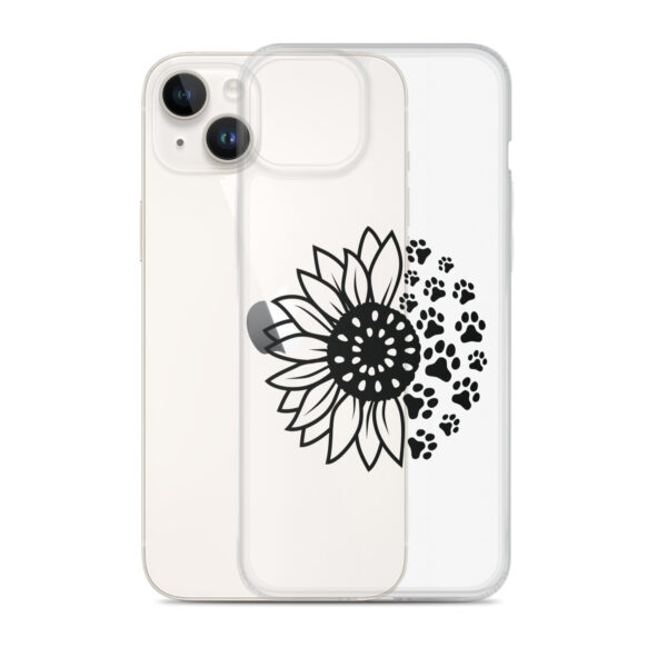 Clear iPhone Case - Sunflower and Paw Print - Image 3