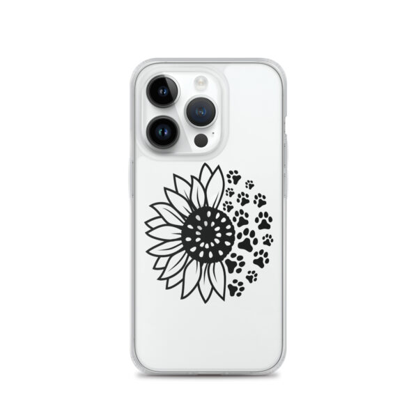 Clear iPhone Case - Sunflower and Paw Print - Image 5