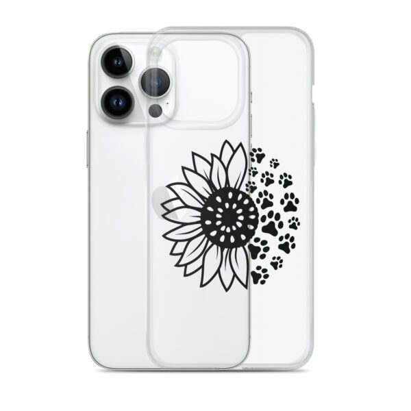 Clear iPhone Case - Sunflower and Paw Print - Image 4