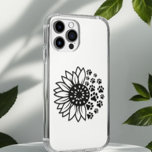 Clear iPhone Case - Sunflower and Paw Print