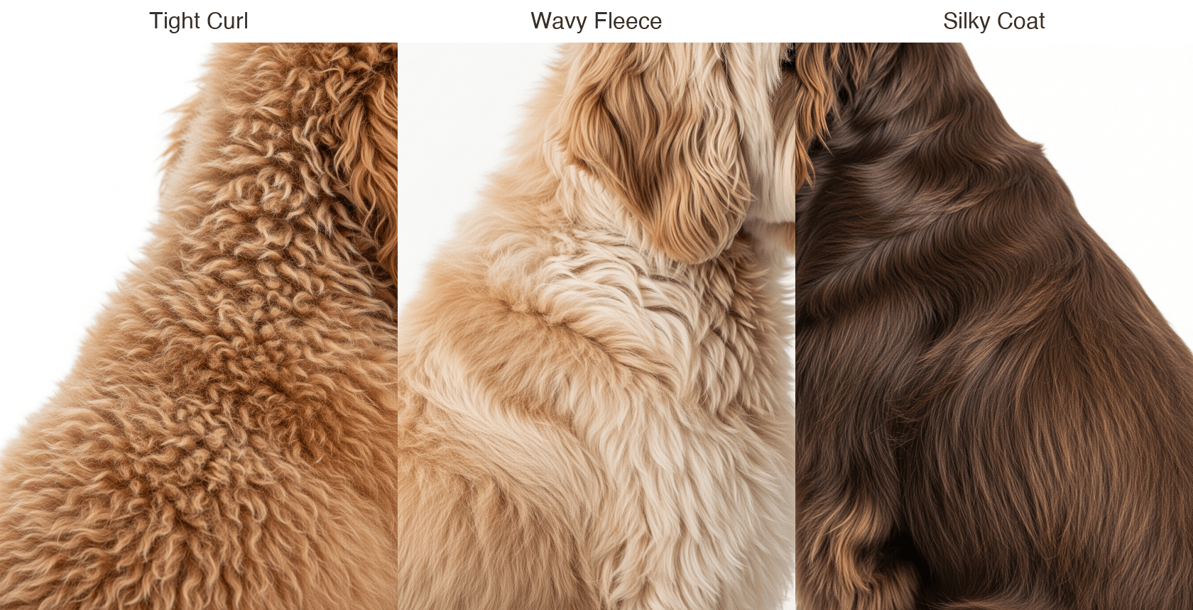 Different dog coat types requiring different grooming frequencies