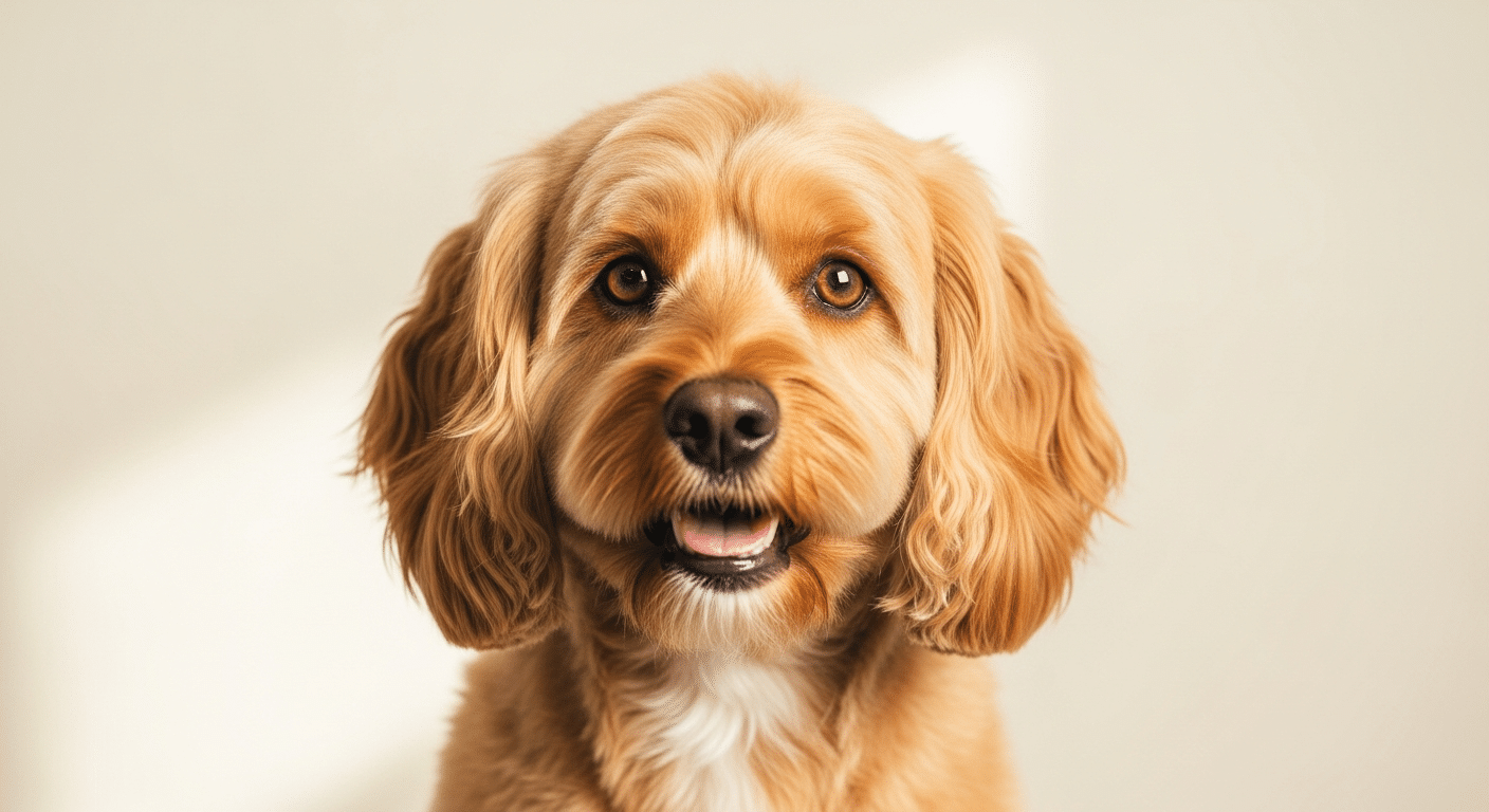 Beautifully groomed Cockapoo with wavy golden coat