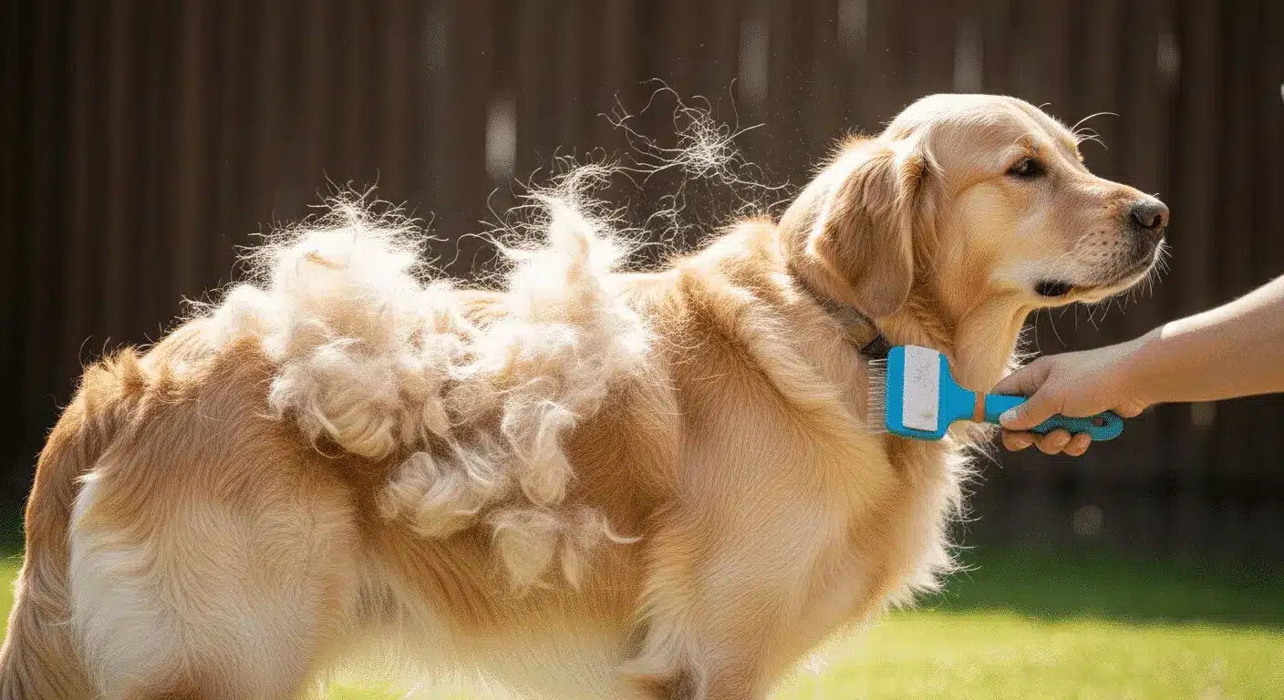 deshedding-golden-retriever-1 – Woof Spark