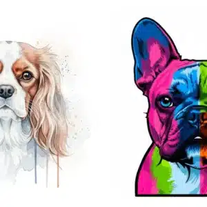 Double portrait bundle showing 2 custom dog portrait styles side by side