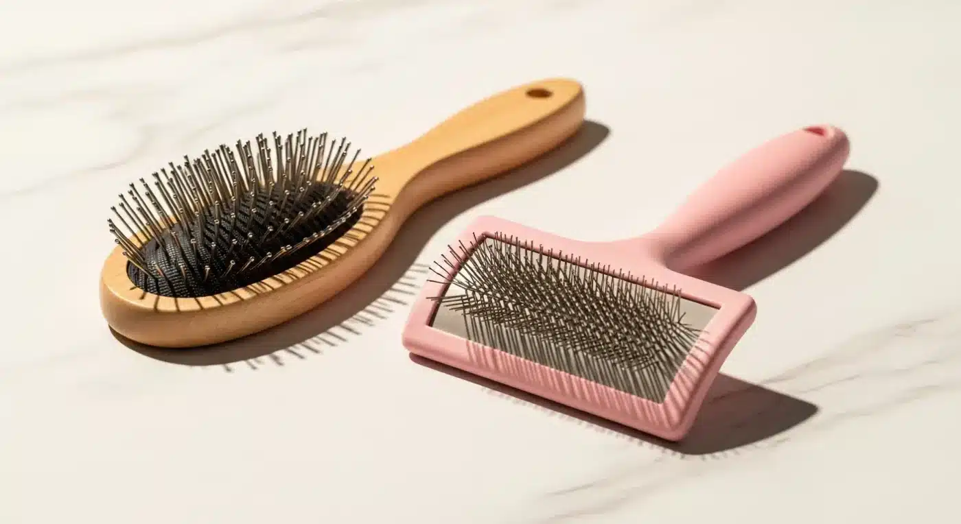 Pin Brush vs Slicker Brush - dog grooming guide