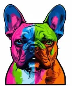Pop art dog portrait style sample - vibrant colors and bold outlines