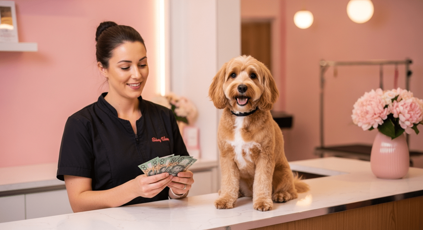 how to raise dog grooming prices — groomer reviewing pricing in a modern salon