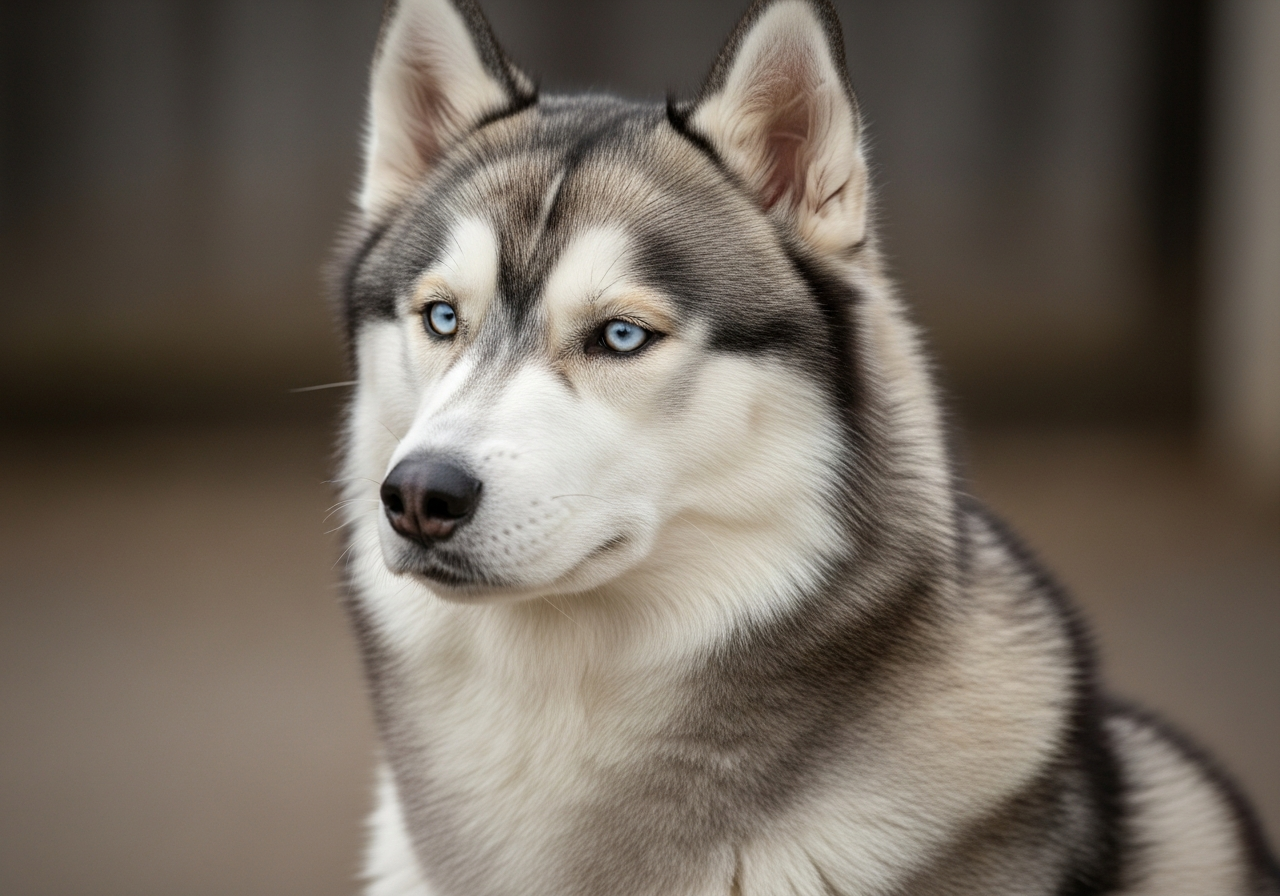 Husky with thick double coat